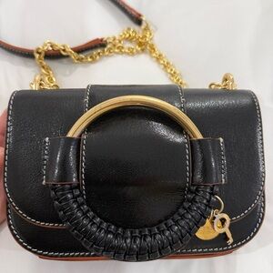 See by Chloe Black Crossbody Bag with Gold Chain